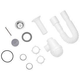 Сифон для кухонної мийки Kroner KRP TW01 1½''х40/50 мм пластик/нержавіюча сталь CV032073