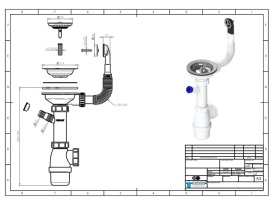 Сифон для кухонної мийки одинарний пластик/метал матовий 00001FM