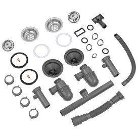 Сифон для кухонної мийки з 2 чашами Kroner KRP Siphon-012 3½''х40/50 мм сірий CV023015