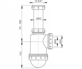 Сифон для мойки AlcaPlast с накидной гайкой 6/4