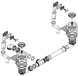 Сифон для подвійних раковин Hansgrohe D15-10 білий / нержавіюча сталь 43922800