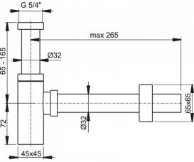Сифон для раковины AlcaPlast цельнометаллический граненный хром A401-BLISTR