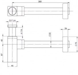 Сифон для раковини Fiore латунь чорний матовий 30NN8852