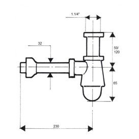 Сифон для раковины и биде McAlpine 220СВ без слива низкий 1/4