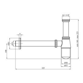 Сифон для раковини Kroner KRM C965 1¼ без випуску латунь хром CV022947