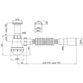 Сифон для раковини Kroner KRM TB01 1½х40х50 пластик/нержавіюча сталь CV032059