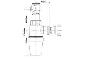 Сифон для раковини McAlpine 1¼ без зливу пластик хром CE31A