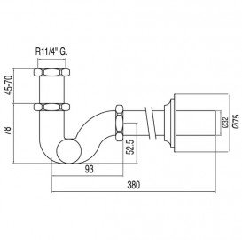 Сифон для раковины Tres изогнутый шарнирный с регистром золото 03463820OR
