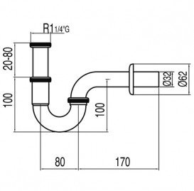 Сифон для раковини Tres вигнутий шарнірний хром 13463810