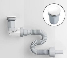 Сифон для раковини VBI меблевий з білим клапаном VBI-059101WT