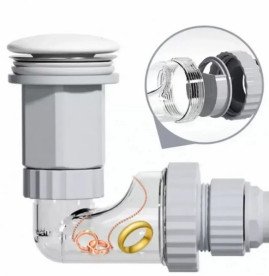 Сифон для раковини VBI меблевий з чорним клапаном VBI-059101BL