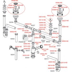 Сифон для сдвоенной мойки AlcaPlast с решетками из нержавеющей стали A449-DN50/40