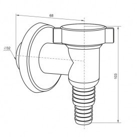 Сифон для стиральной машины Prevex 32 мм с розеткой белый A60032-01