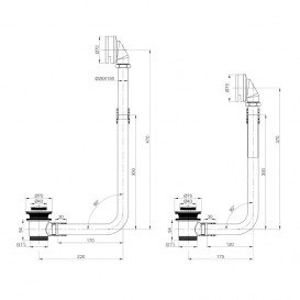 Сифон для ванн 12-22-706 і 12-22-314 зовнішній латунь хром 90-00-016