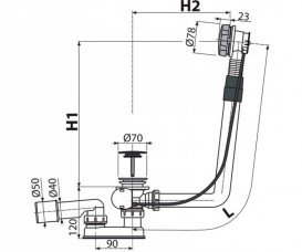 Сифон для ванны AlcaPlast автомат комплект металл A550KM-80