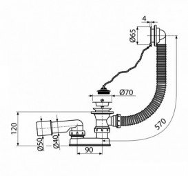 Сифон для ванни Koller Pool A501 з пробкою B70CPPB