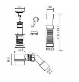 Сифон для ванны Marmorin со встроенным переливом латунь/пластик хром SBKO