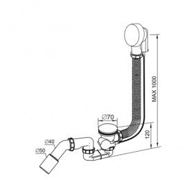 Сифон для ванни Prevex з гофрою переливу 100 cм 40/50 мм A316M50-01