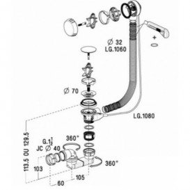 Сифон для ванны Radaway белый/хром EB17S