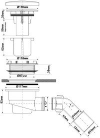 Сифон McAlpine для душового піддону 90 мм хром HC27-CPN-PB
