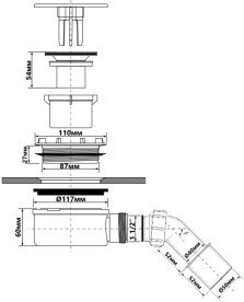 Сифон McAlpine для душевого поддона 90 мм черный мат HC2730LMBN-PB