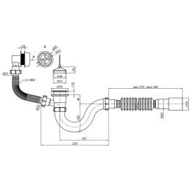 Сифон с переливом для ванны Kroner KRP BS01 1½х40/50 прямоточный пластик белый CV032061