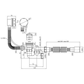 Сифон с переливом для ванны Kroner KRP BS05P 1½х40/50 СІіск-СІаск с ревизией пластик хром CV032064
