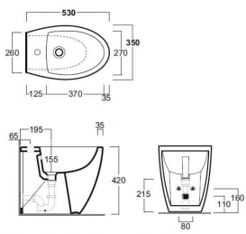 Біде підлогове Simas колекція Lft Spazio 53х34х42 з переливом LFT 21 + F88