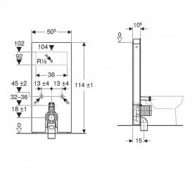 Система інсталяції для підлогового унітазу Geberit Monolith 114 см кераміка під бетон/алюміній 131.033.JV.5