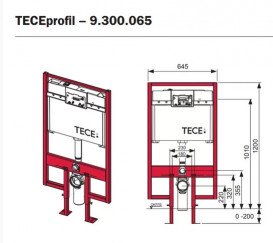 Система инсталляции для подвесного унитаза TECE с креплениями и комплектом звукоизоляции 9300065