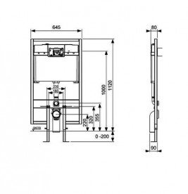 Система інсталяції для підвісного унітазу TECE з кріпленнями та комплектом звукоізоляції 9300065