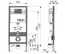 Система инсталляции для подвесного унитаза TECE TECEbase с панелью смыва TECEbase 1120 мм 9400000