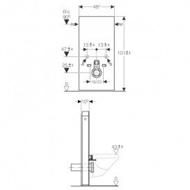 Система інсталяції для підвісного унітазу Geberit Monolith 101 см кераміка під сланець/алюміній чорний хром 131.021.00.5