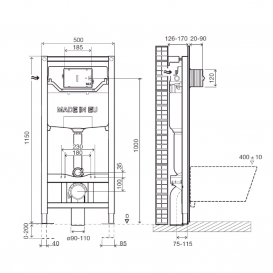Система инсталляции для подвесных унитазов Imprese с набором креплений и клавишей смыва i9120OLIpure