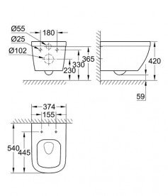 Система инсталляции для унитаза Grohe Rapid Sl 5-в-1 с клавишей унитазом и крышкой 36501000