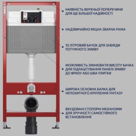 Система інсталяції для унітазу TECE Base 3 в 1 з кнопкою змиву TECEbase білий 9400400