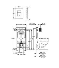 Система инсталляции Grohe Rapid SL 4 в 1 с клавишей унитазом Kroner Eifel и крышкой 38772001KH523632