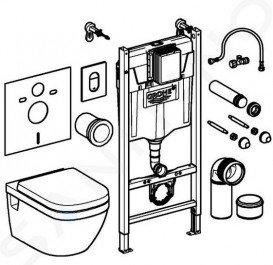 Система инсталляции Grohe Solido 5 в 1 с подвесным унитазом Euro Ceramic сиденьем и клавишей 39700000