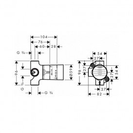 Скрытая часть переключающего вентиля на 2 потребителя Hansgrohe 15984180