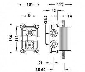 Прихована частина змішувача для душу Tres Rapid-Box видимі деталі золото 20828102OR