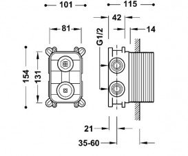 Прихована частина змішувача для душу Tres Rapid-Box видимі деталі чорна бронза 20828101KMB