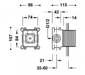 Прихована частина змішувача для душу Tres Rapid-Box видимі деталі сталь 20827802AC