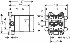 Прихована частина верхнього душа Hansgrohe Axor ShowerSolutions 2jet 35361180