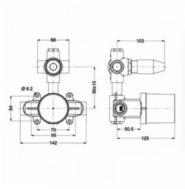 Скрытая монтажная часть термостата для душа Eurorama Wellness на 2 потребителя 750030AC