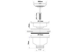 Слив для кухонной мойки McAlpine 113 мм х 1½ хром BSW50P-POL