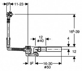 Злив для ванни Geberit d52 з поворотним механізмом та оздоблювальним комплектом хром глянсовий 150.520.21.6