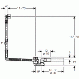 Слив для ванны Geberit d52 с поворотным механизмом и подводом с отделочным комплектом хром глянцевый 150.711.21.6