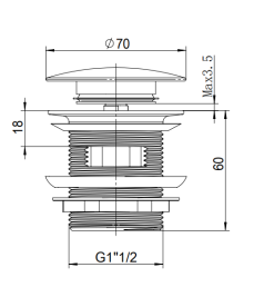 Злив для ванни Ravak FreeStyle Click-Clack чорний матовий RKUA600013