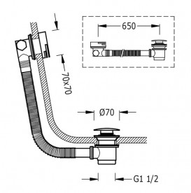 Слив для ванны Tres с переливом и наполнительным клапаном матовое золото 03453440OM