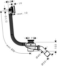 Слив-перелив для ванн Hansgrohe Axor Exafill с наполнением полированное золото 42540990